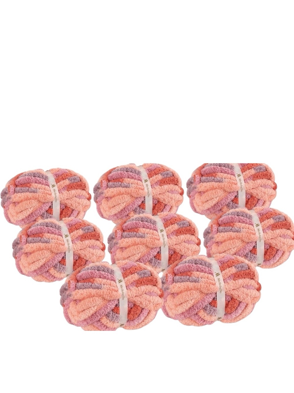 MelloBello Chunky Yarn Sunset Sherbet 8 Skeins Ultra Thick Fluffy Texture